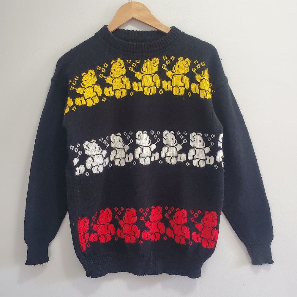 Vintage Teddy Bear Bubbles 1980s Sweater Size Large